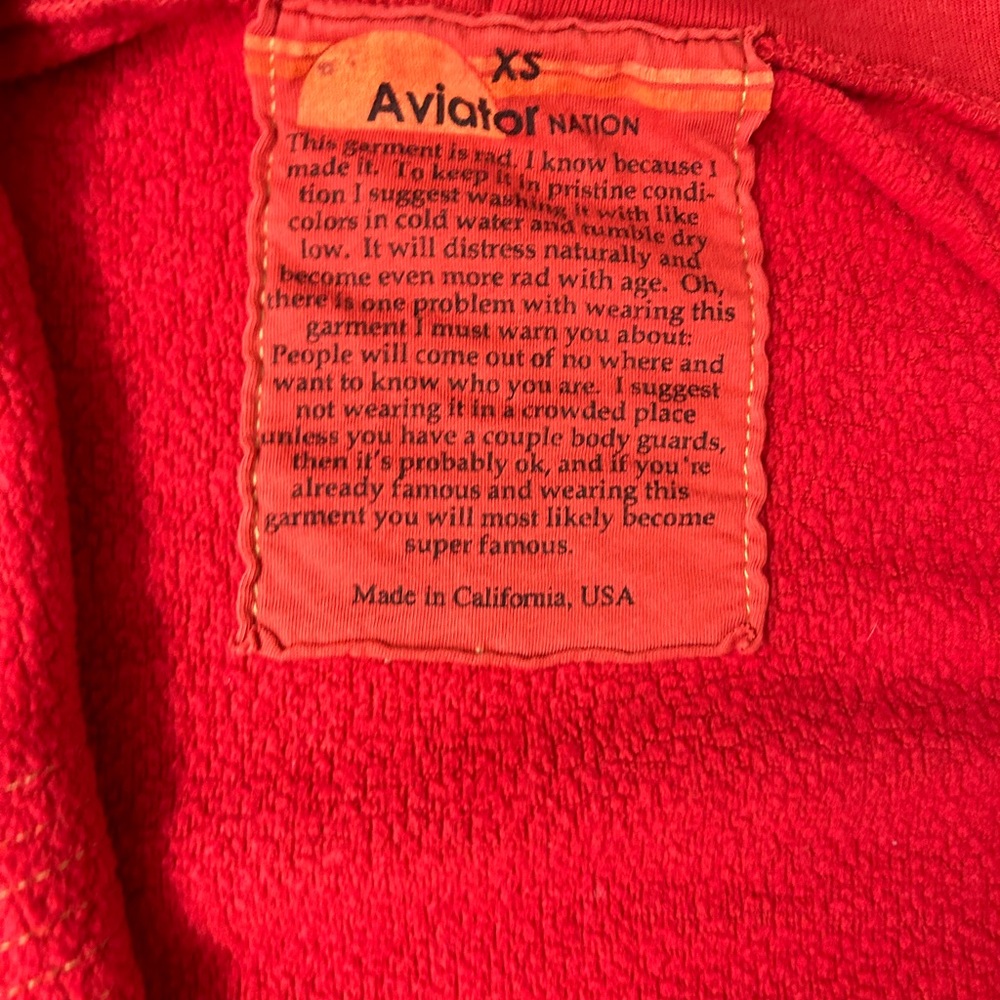 Red 5 stripe Aviator Nation hoodie size XS